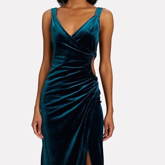 NIGHT NIGHT by Jonathan Simkhai Womens Blue Dk Cut Out Velvet Midi Dress… - Picture 3 of 13